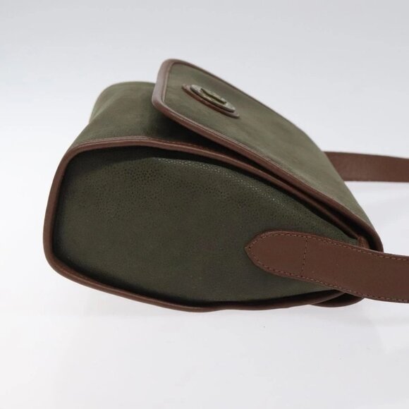 Burberrys Shoulder Bag Suede Leather Khaki Auth BA2418 - Picture 6 of 16